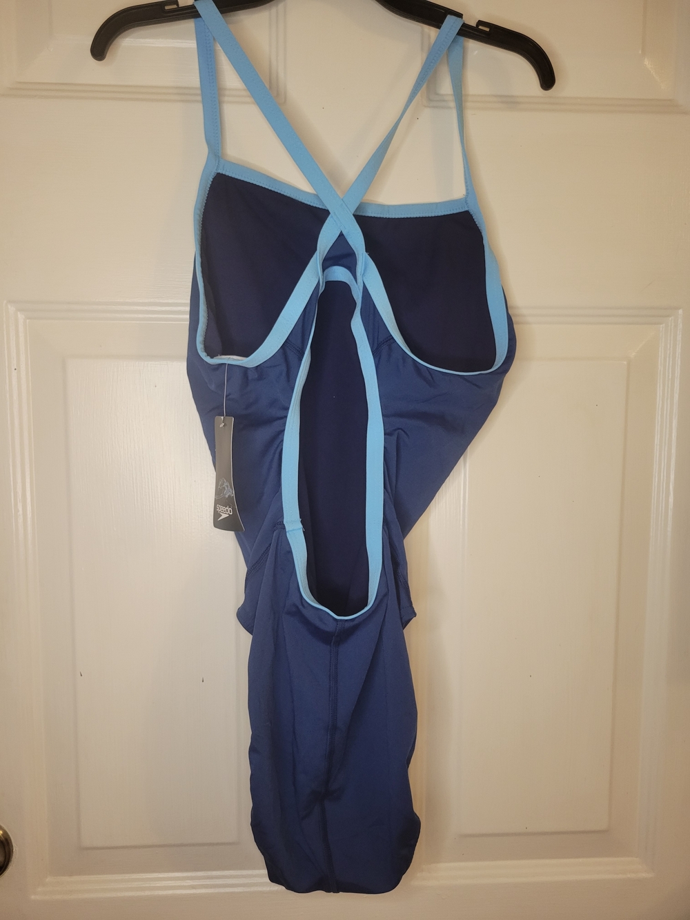 Speedo Women's Swimsuit One Piece Endurance+ Flyback Solid, 28, Navy/Blue - Picture 8 of 10